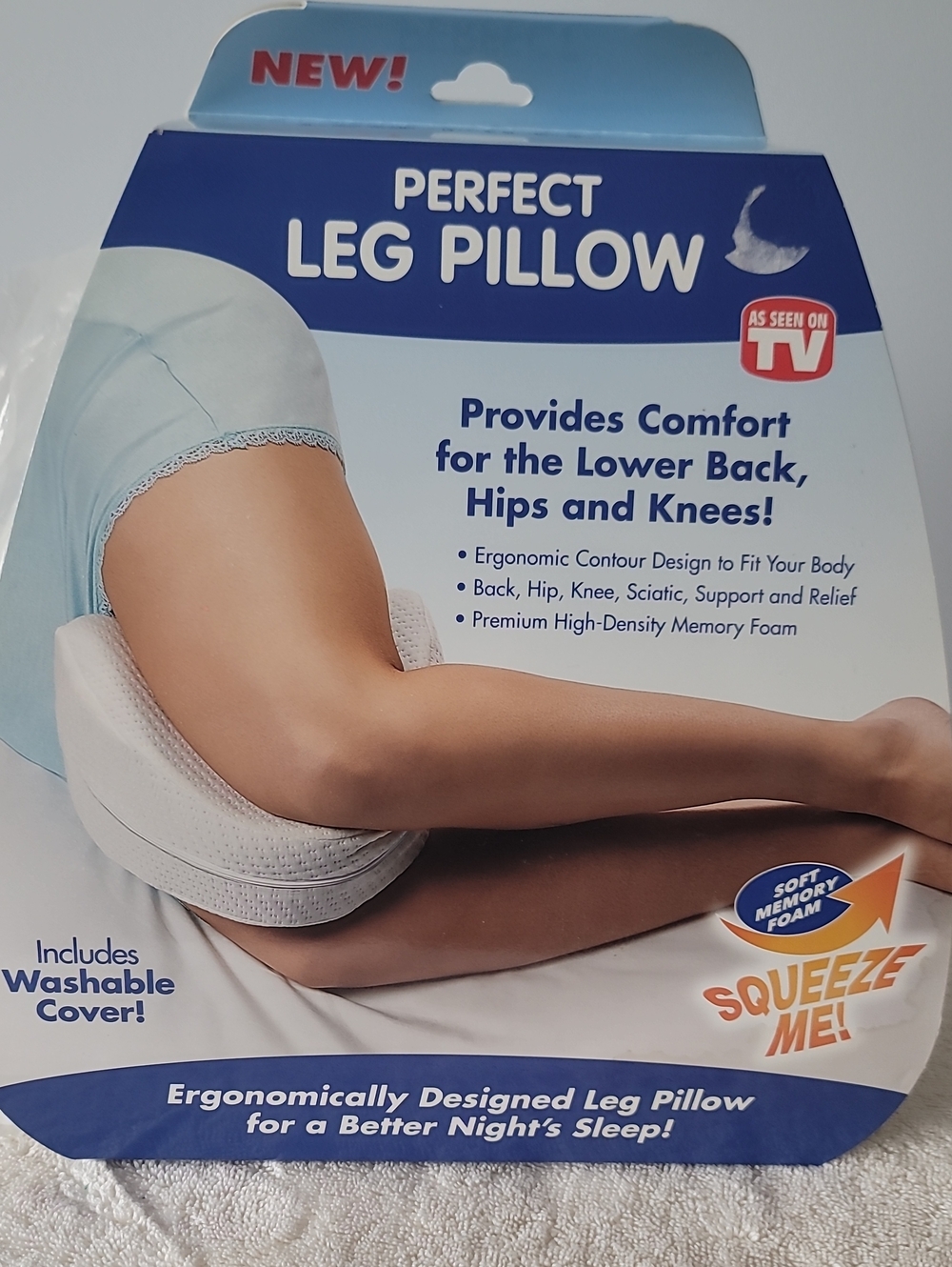 Leg Pillow - White Memory Foam Leg Support